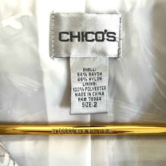 Chico's Lightweight Blazer Jacket Floral Gray 3-Button Front Lining Size… - Picture 3 of 11